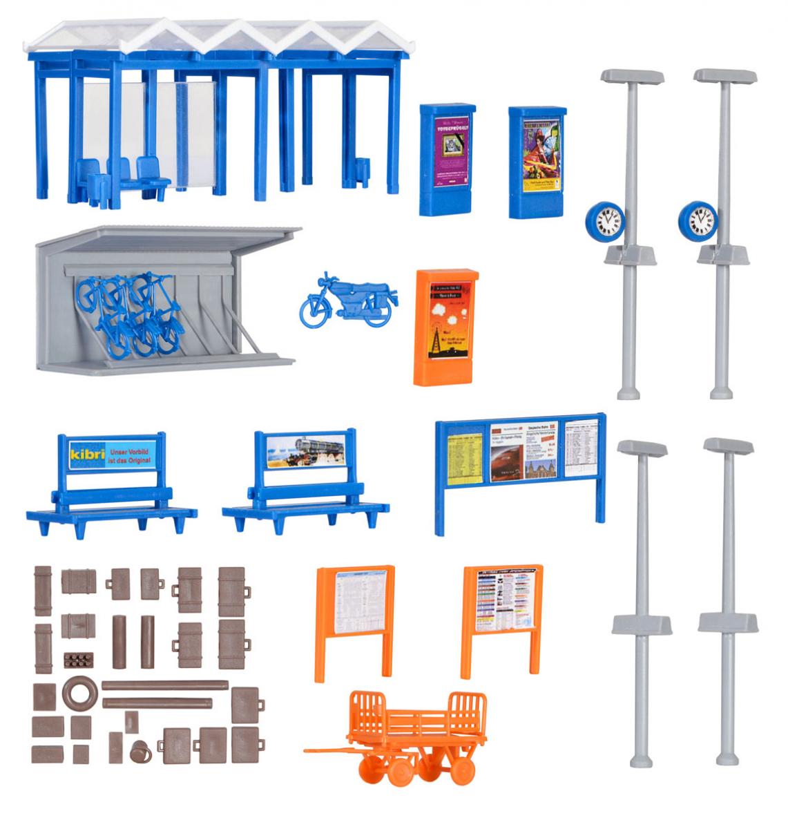 Kibri 38108 H0 Deko-Set Rund um den Bahnh