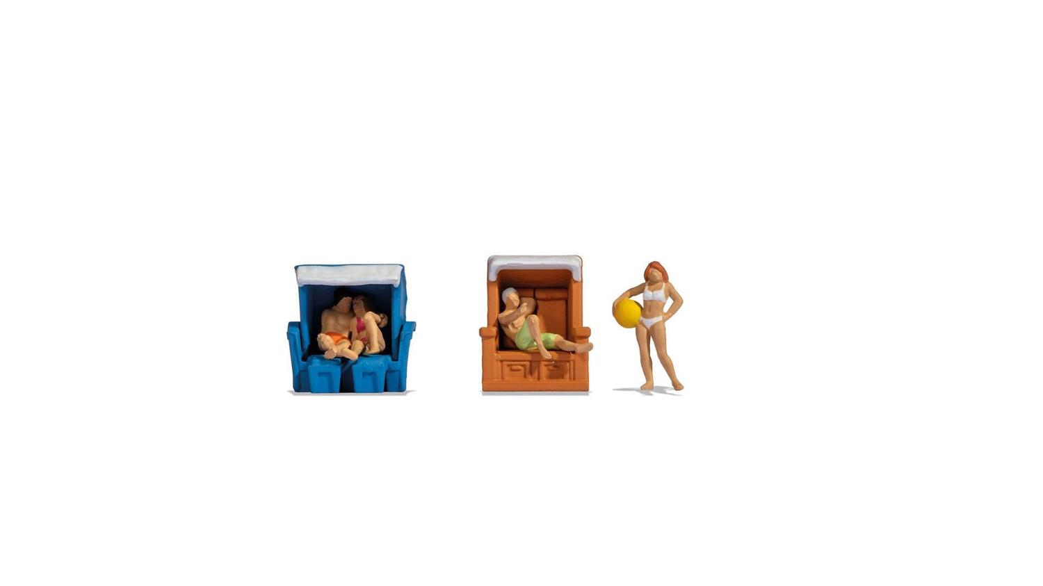 Noch 15852 H0 Im Strandkorb, 4 Figuren + Strandkörbe