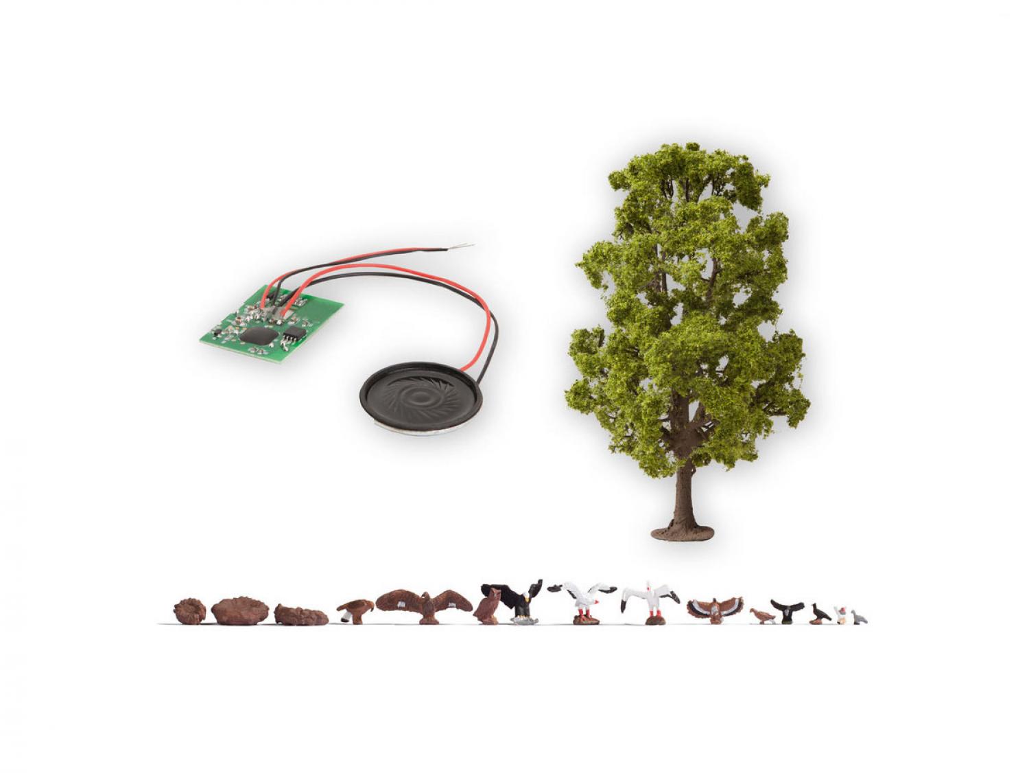 Noch 21782 Baum mit Vogelzwitschern 18,5 cm hoch