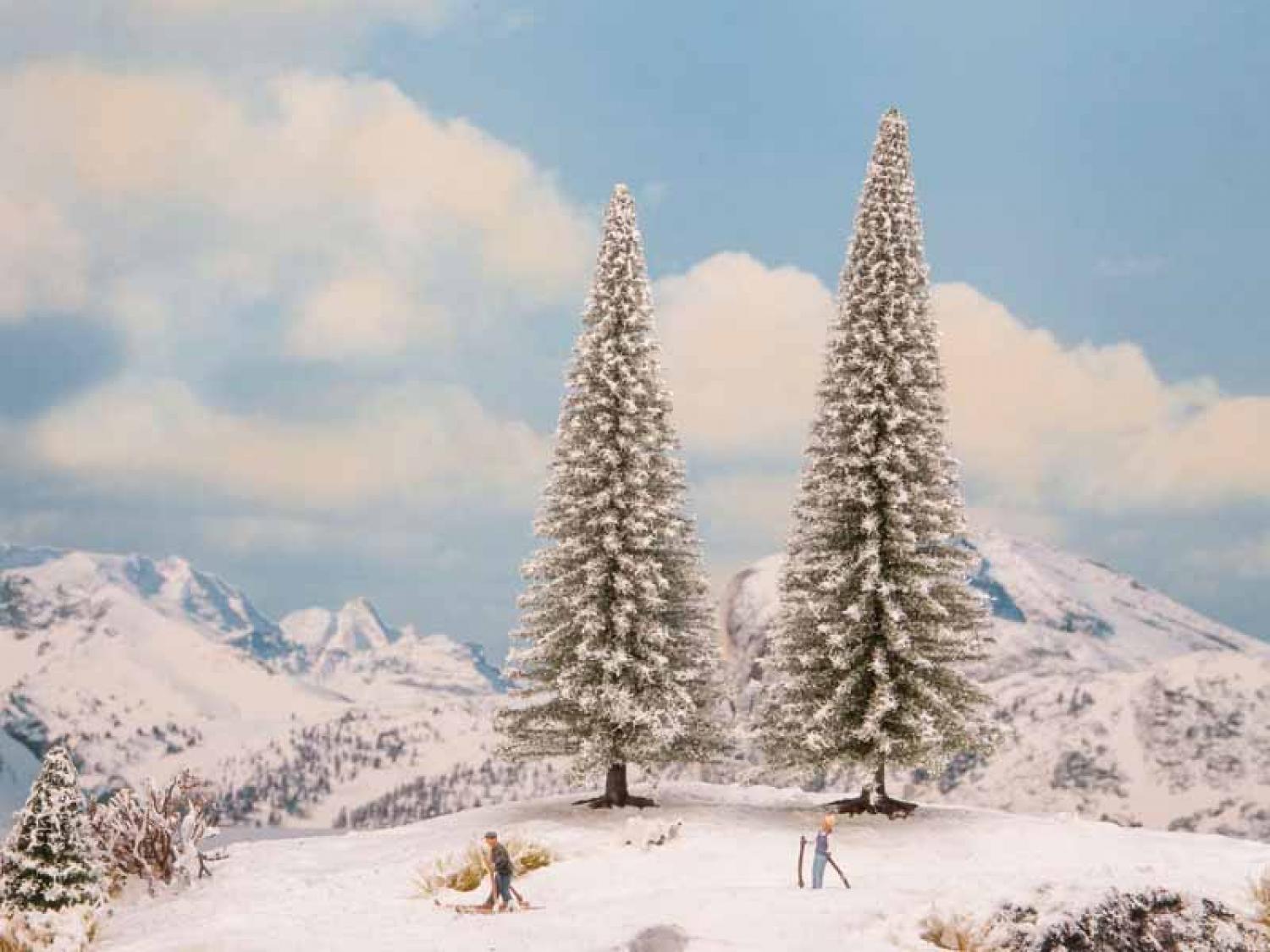 NOCH 21965 Schneetannen, 2 Stück, 16 und 18 cm hoch