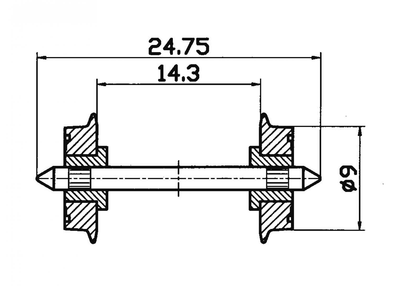 Roco 40197 Radsatz 2fach isoliert 9mm 1 P