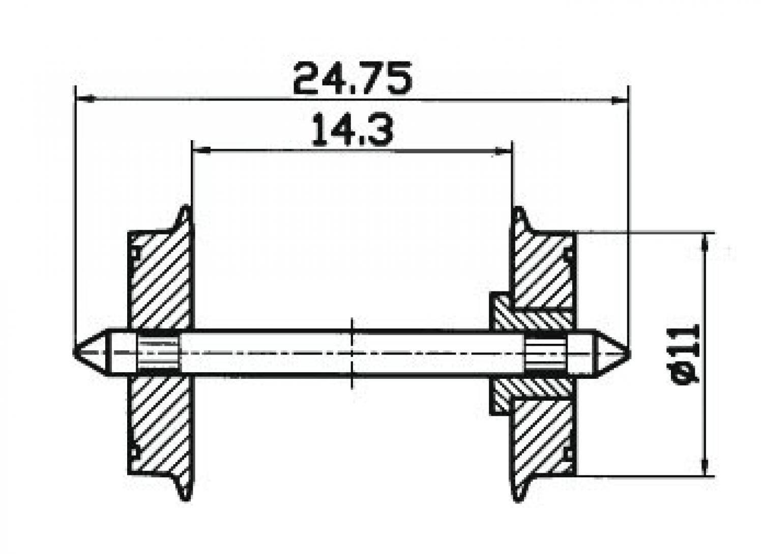 Roco 40198 Radsatz einseitig isoliert 11mm (2 St.)