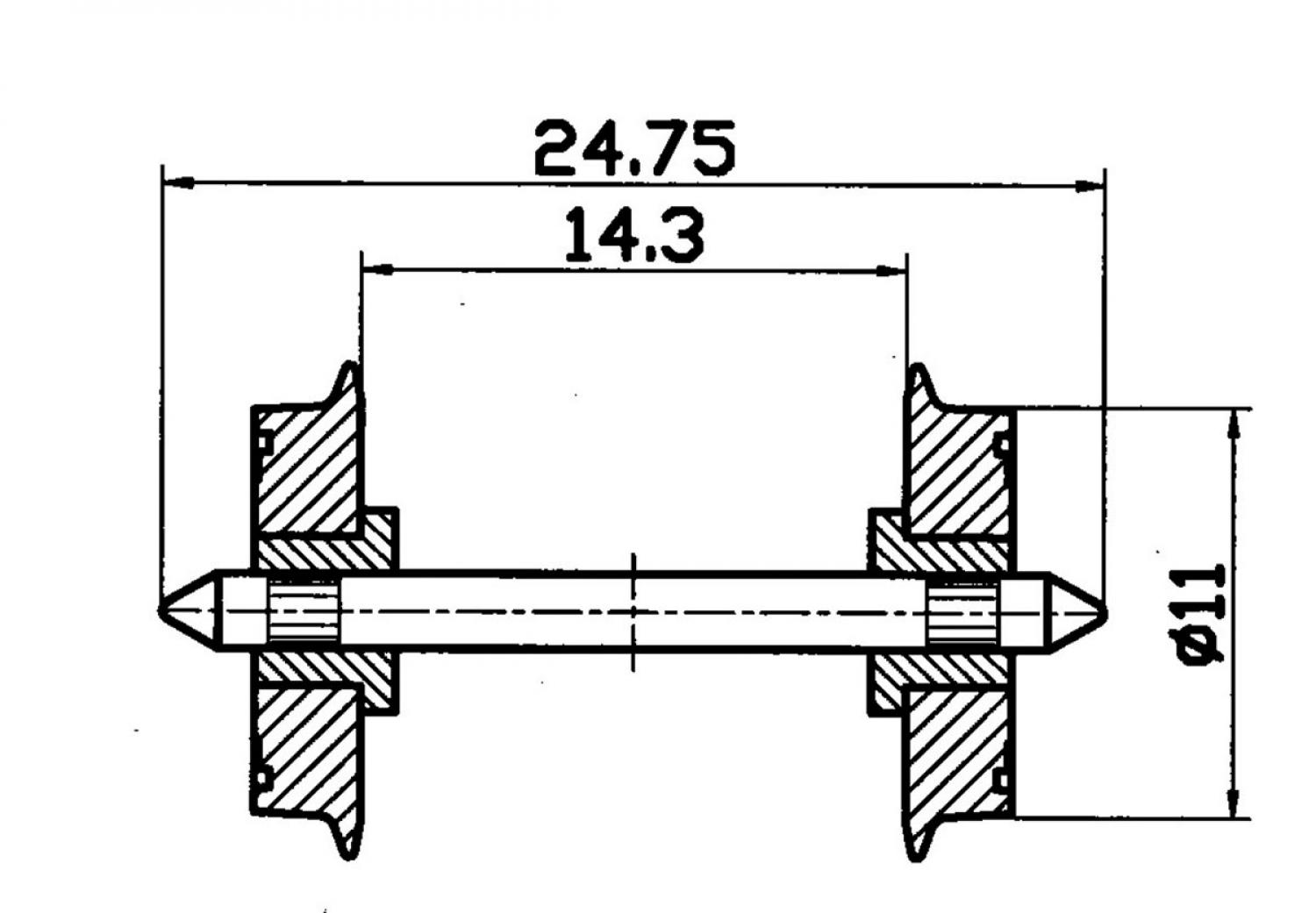 Roco 40199 Radsatz 2fachisol. 11mm    1 P