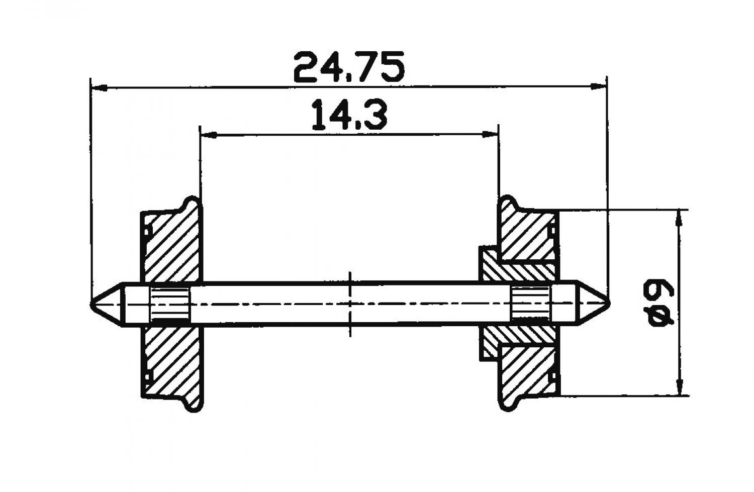 Roco 40266 Radsatz isol. RP25 9mm    1 Pa