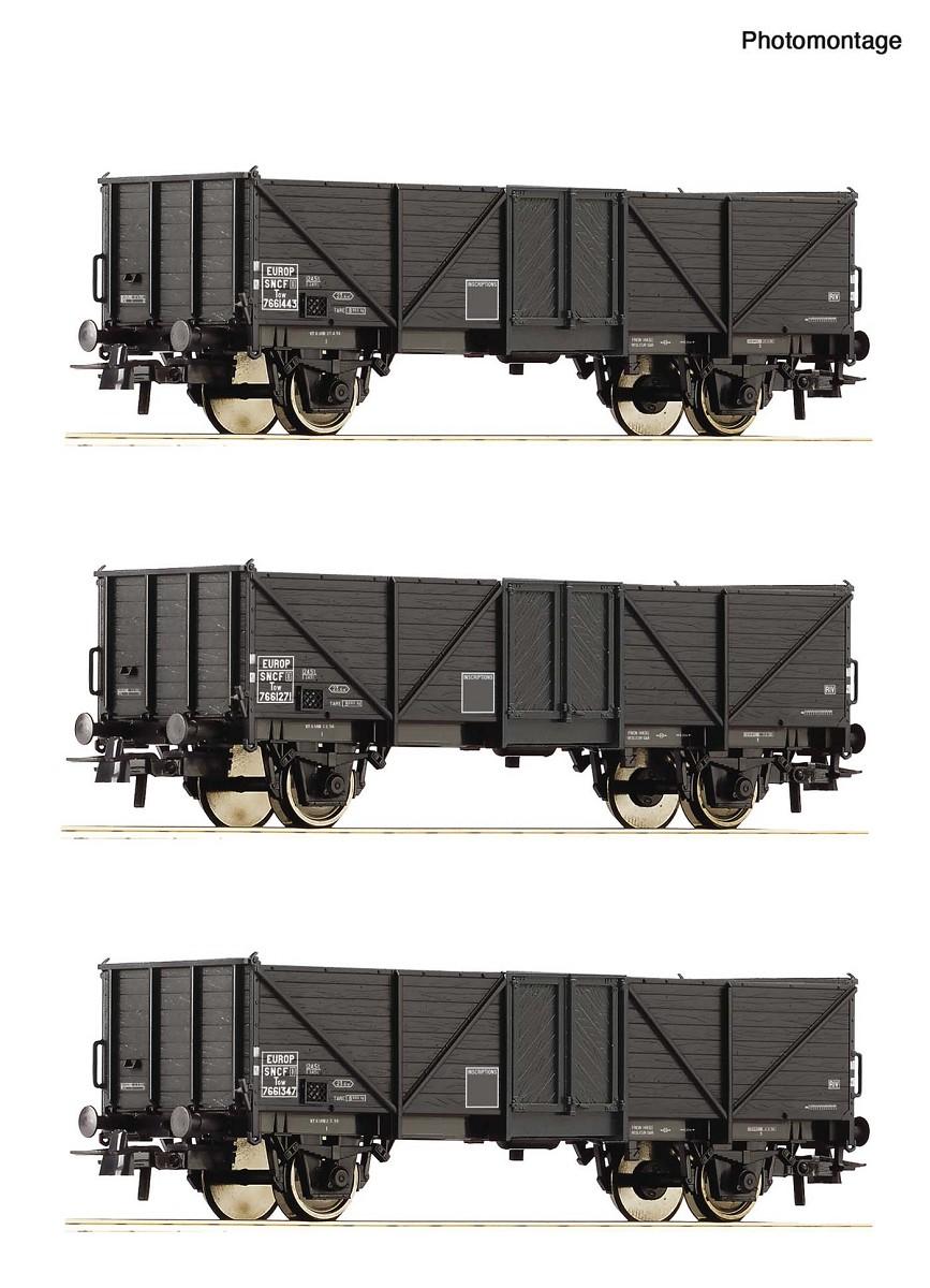 Roco 6600141 Offene Güterwagen-Set, SNCF DC
