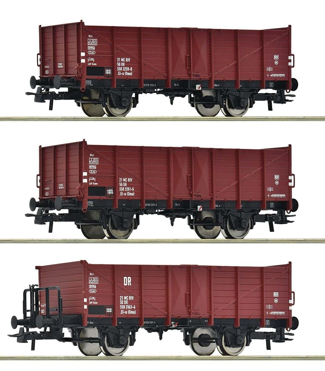 Roco 6600146 Offenes Güterwagen-Set, DR DC
