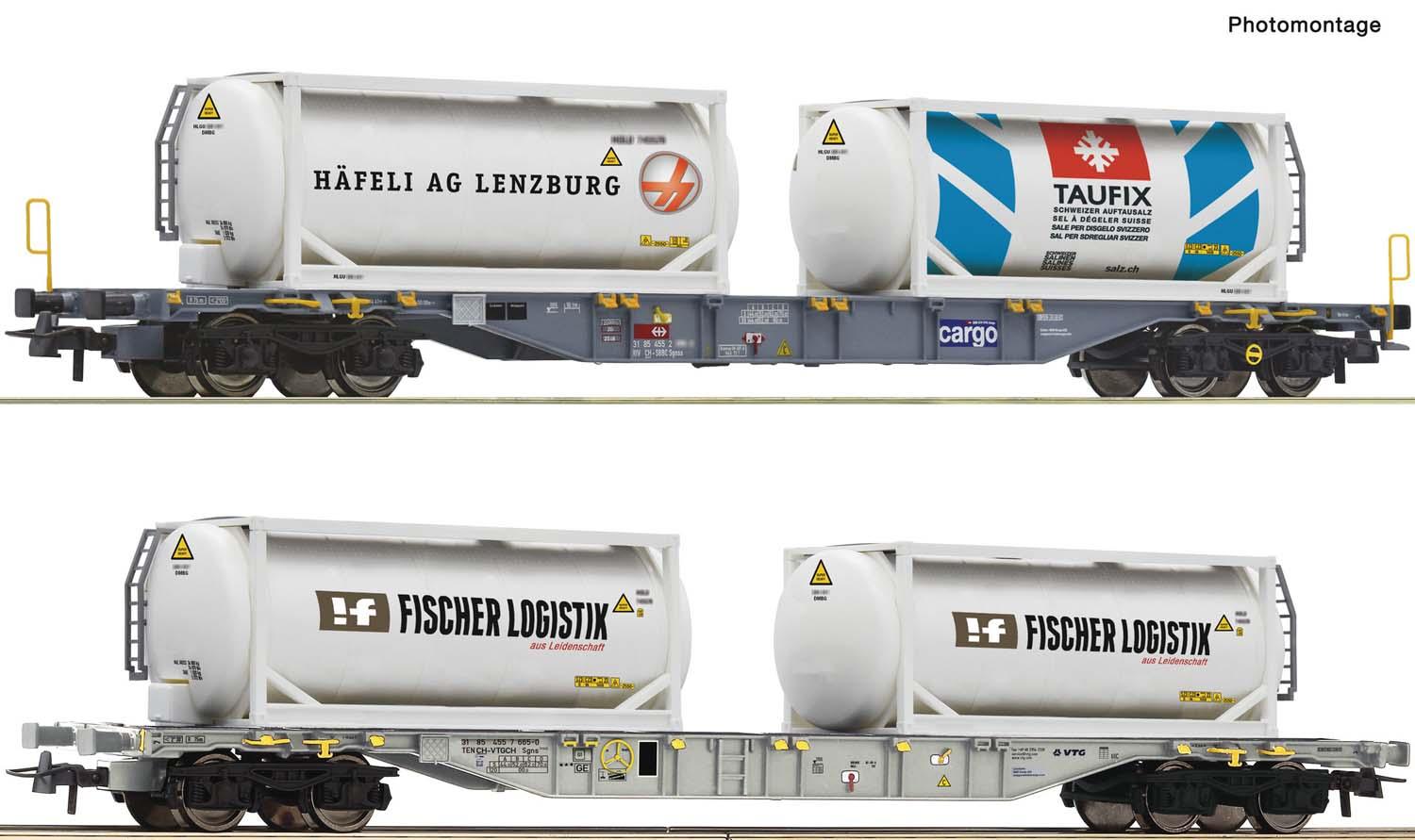Roco 6600231 2er Set Containertragwagen Sgns SBB