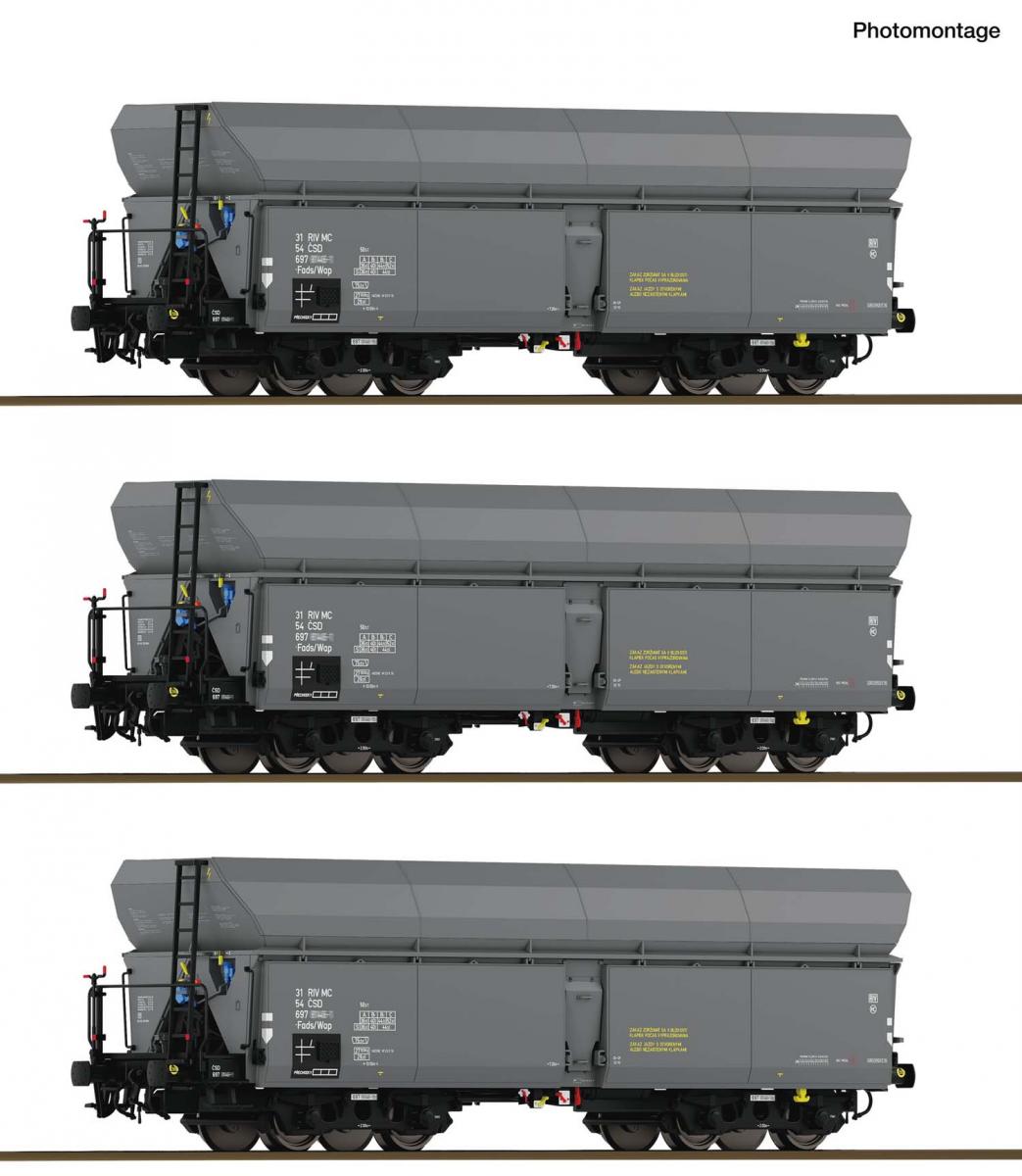 Roco 6600325 3er Set Selbstentladewagen Wap CSD