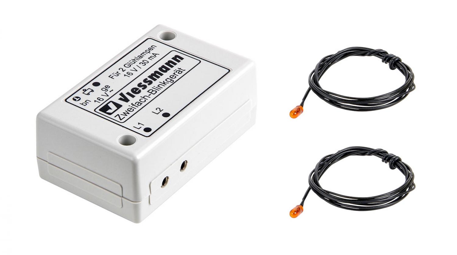 Viessmann 5038 N Zweifach-Blinkelektronik mit 2 gelben Glühl