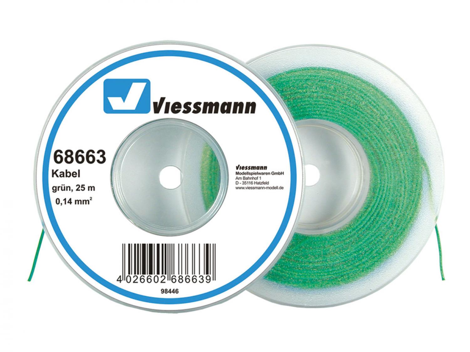 Viessmann 68663 Kabel 25 m, 0,14 mm², gruen