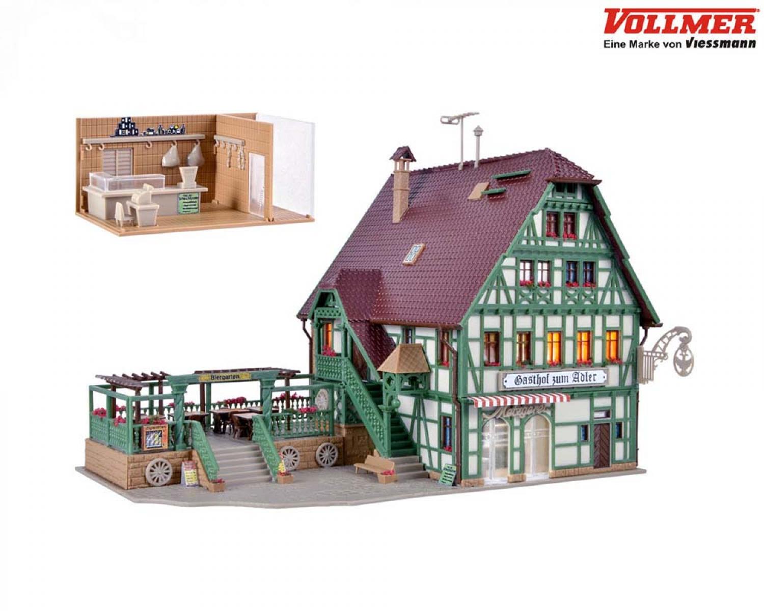 Vollmer 43736 H0 Gasthaus mit Metzgerei (LED)