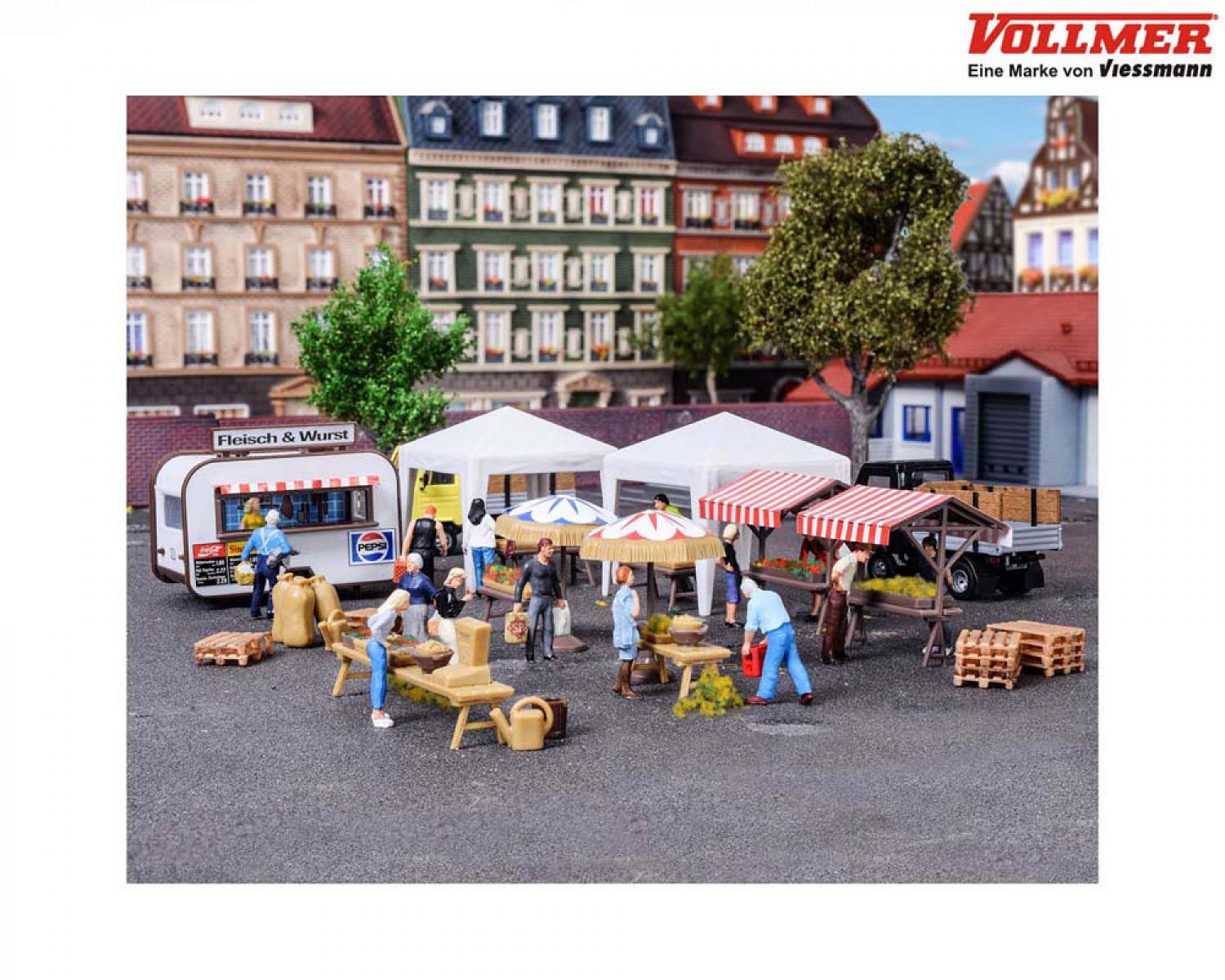 Vollmer 45141 H0 Deko-Set Wochenmarkt