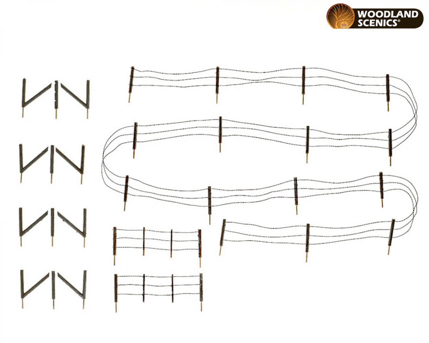 Woodland WA2980 H0 Stacheldrahtzaun, 67cm, 15 tlg.