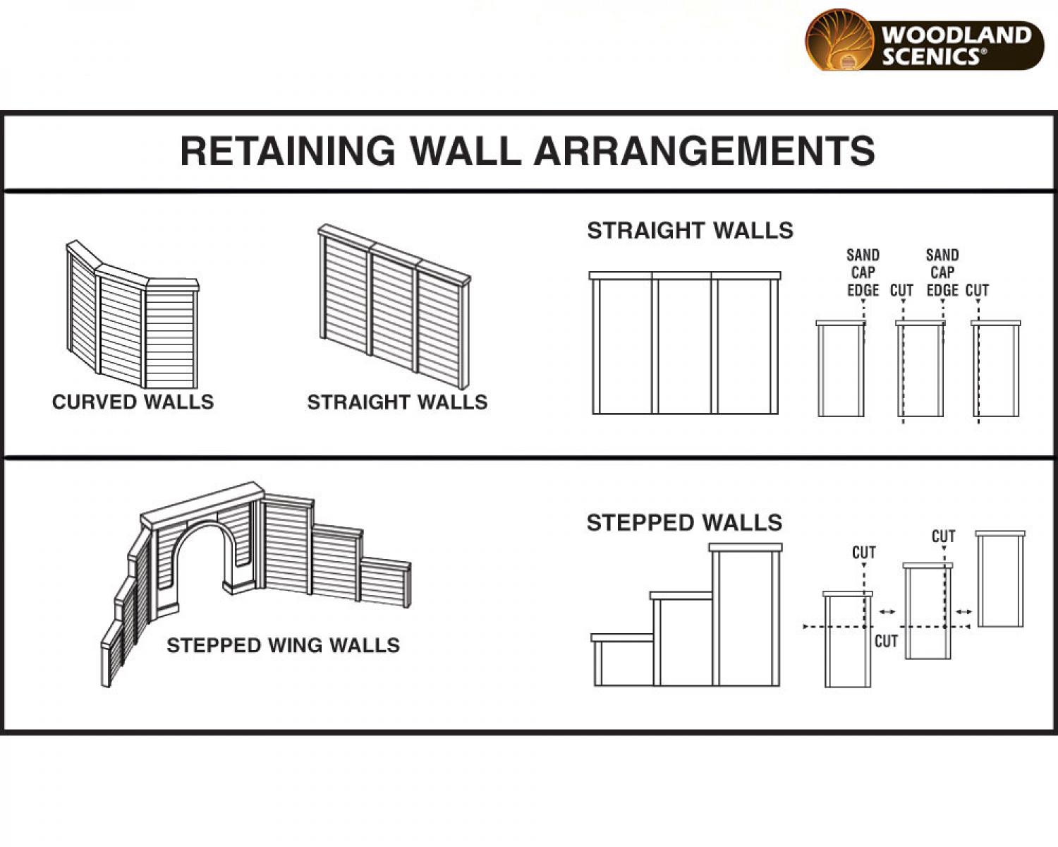 Woodland WC1260 HO Timber Retaining Wall (x3)